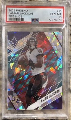 Panini Phoenix 2022 Lamar Jackson Fire & Ice #15 /50 Ravens PSA 10