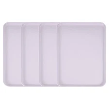 4Pcs Plastic Serving Tray, 15"x10.6" Rectangle Food Cafeteria Tray, Light Purple