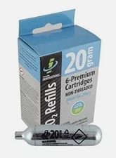 Genuine Innovations G20313, Bicycle CO2 Cartridges, Non-Threaded, 20g, Box of 6