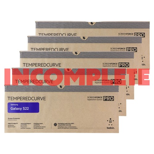 INCOMPLETE Belkin ScreenForce Pro TemperedCurve Screen for Galaxy S22 - 5Pk BULK
