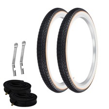 OG TIRES 24 x 2.125 BLACK/WHITE YELLOW LINE P-123A W/ HEAVYDUTY TUBES  LEVER