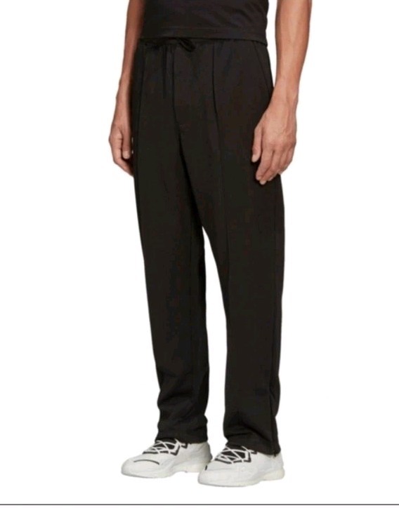 Y-3 Men's Sweatpants S Black Drawstring Zip Pocket Elastic Waist Straight Leg