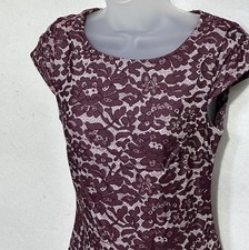 Tommy Hilfiger Burgundy Floral Lace Dress Women’s Size 2 Stretch Romantic