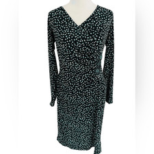 Anthropologie Muse faux wrap style dress with side ruching /bead accent size 4.