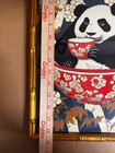Vintage Print PANDA BEARSipping Tea. Framed Chinese Asian Paper Wall Art — photo 2