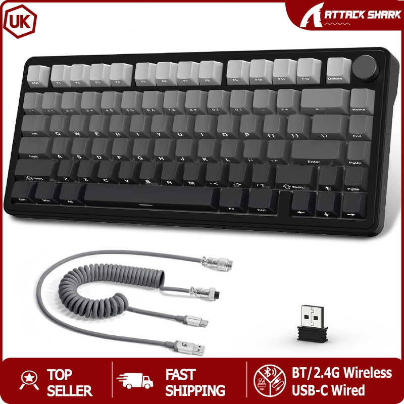 ATTACK SHARK X85 Gasket Wireless Mechanical Keyboard Side Print PBT Knob Gaming