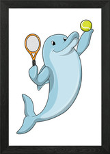 Dolphin Tennis Tennis ball Framed Wall Art Poster Canvas Print Picture