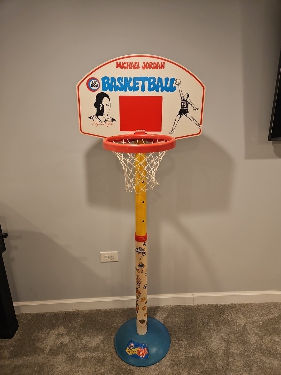Vintage 80’s Michael Jordan Kids Adjustable Basketball Hoop Ohio Art Lil  Sport