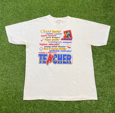 Vintage A Teacher Shirt Size Large L Class School Education Funny Comical 90s