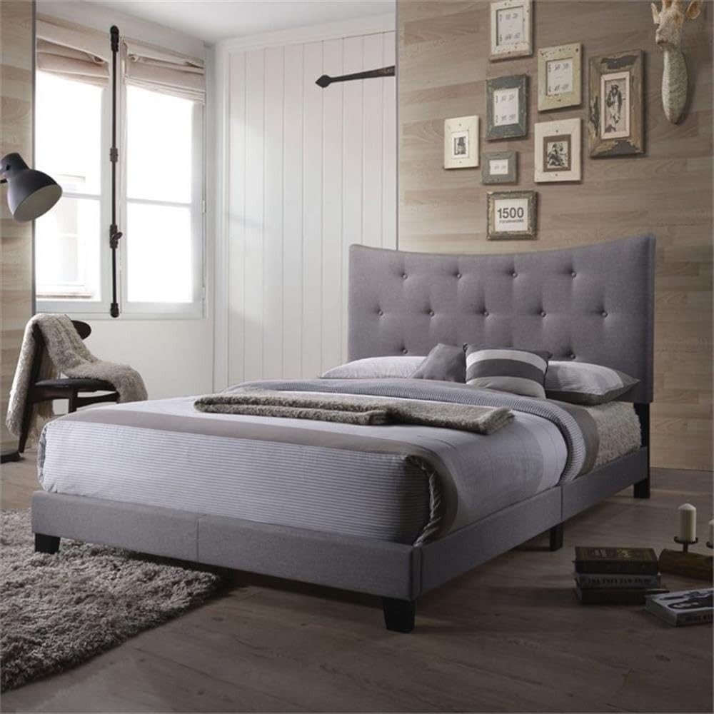 Stylish Gray Tufted Upholstered Queen Panel Bed for Modern B