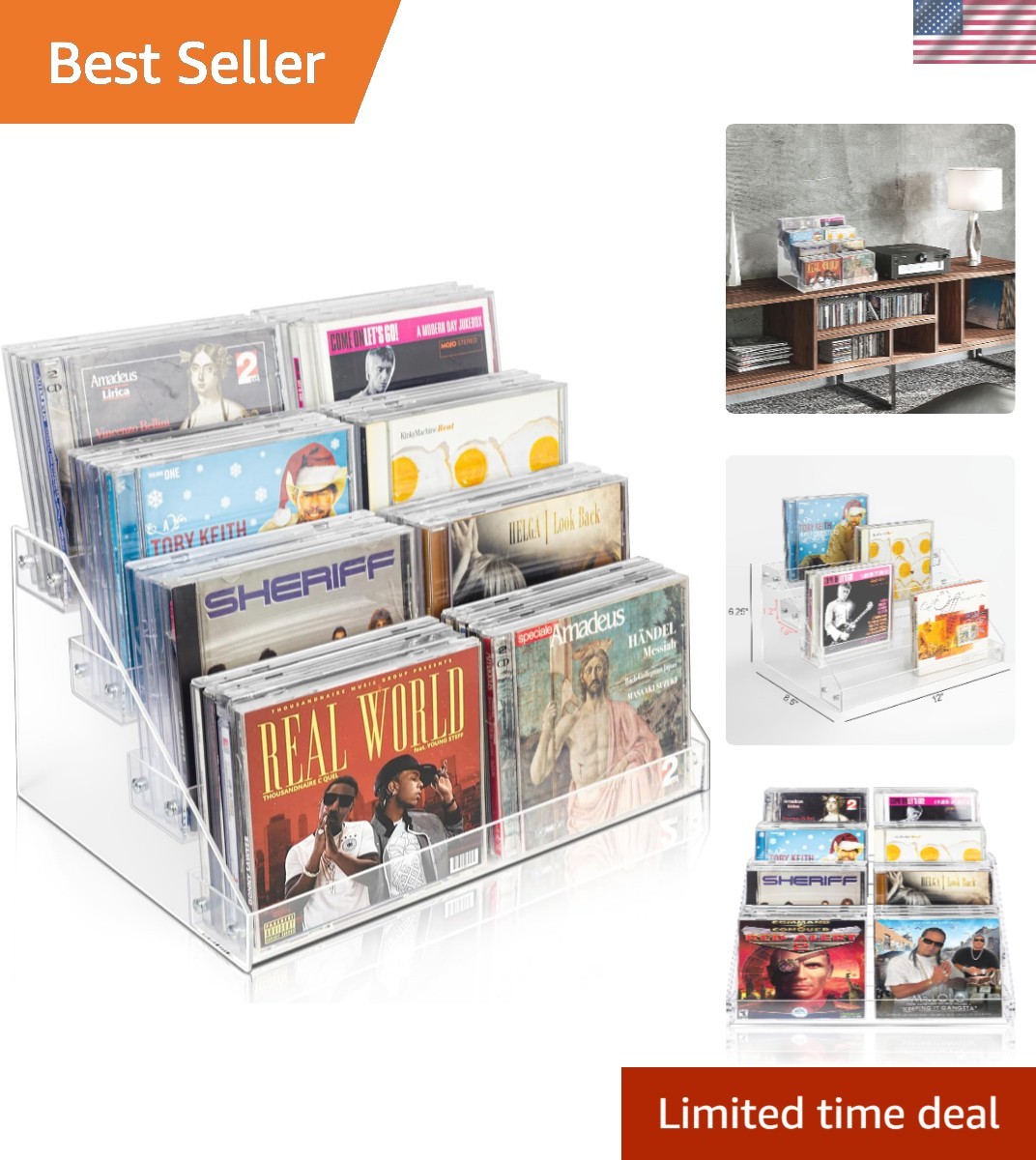 Elegant 4-Tier Acrylic CD Storage Organizer for 32 Jewel Cases &ndash; Modern Display