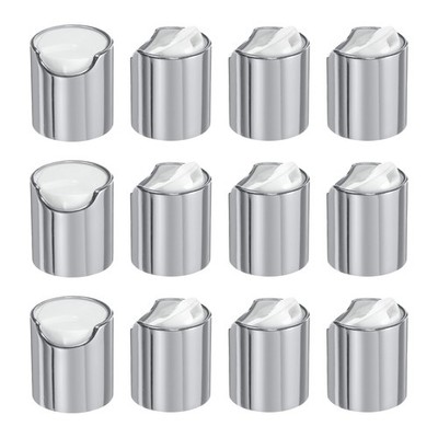 12pcs Aluminized Plastic Disc Top Caps, 20/410 Durable Press Caps, Silver White