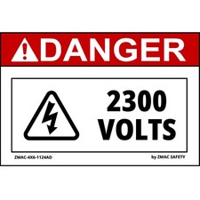 10 Pack 4"X6" Volt Rating 2300V Label Sticker Decal #1124