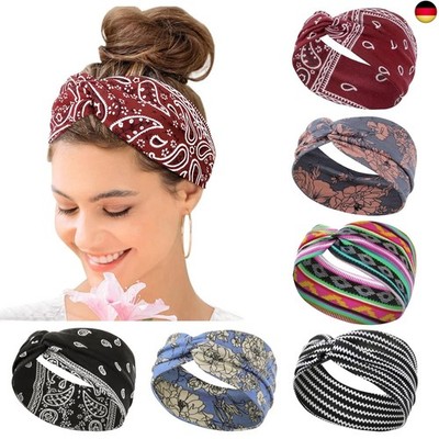  Hair Bands Women's Wide Elastic Soft 6 Pieces Kavya Summer Boho Headband 