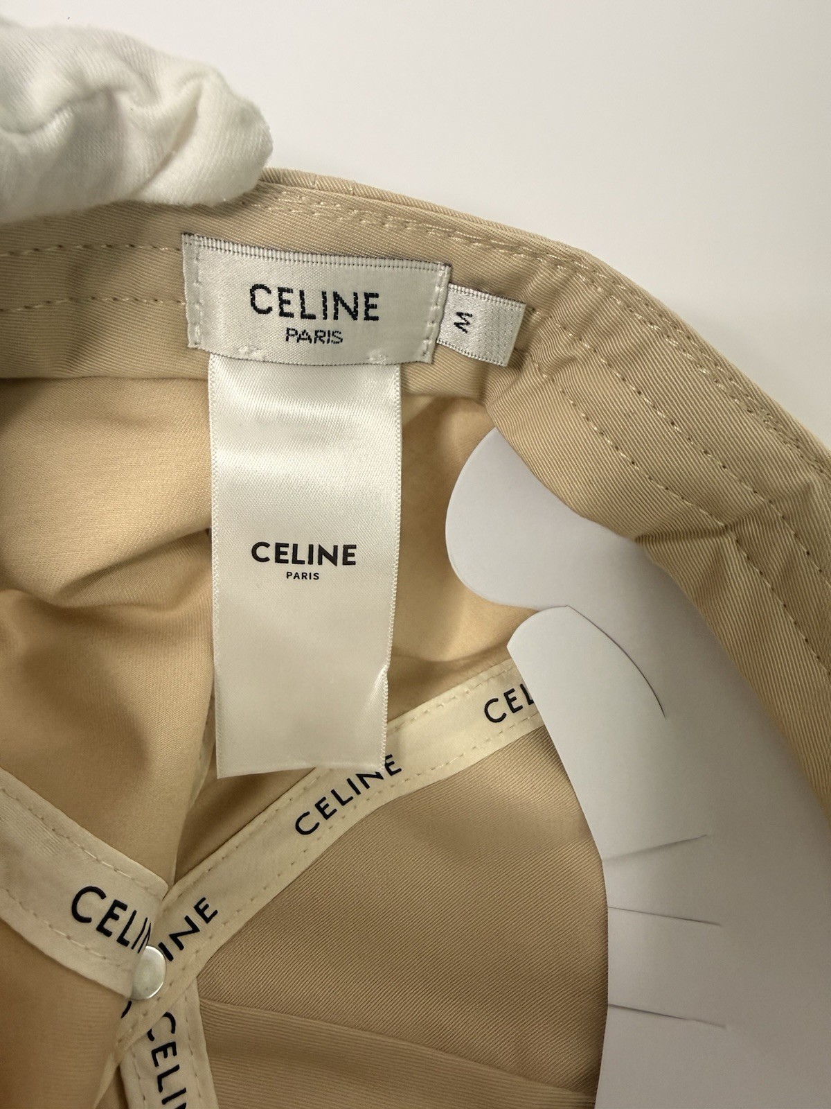 Celine Triomphe Beige Adjustable Baseball Cap Women's Medium image 8