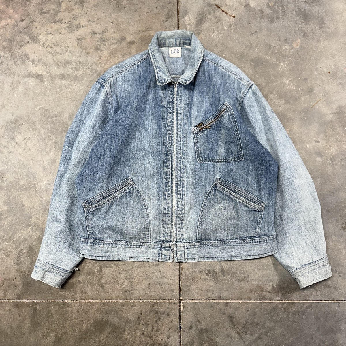 Vintage Lee 91-B Denim Blue Mens Large Jacket 60s 70s Faded Vintage Lee 91-B Denim Blue Mens Large Jacket 60s 70s Faded