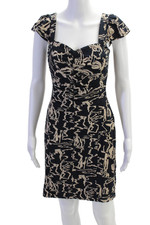 Marc By Marc Jacobs Womens A Line Dress Black Beige Cotton Size Extra Small