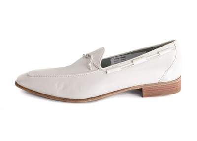 NWT VIGENS LOAFERS genuine calfskin white handmade Italy EU 8