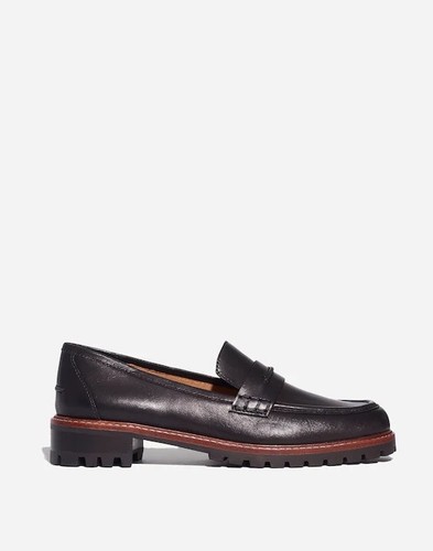 Madewell Corrine Loafers Lugsole Womens 7 Black Smooth Leather Bulky Preppy - Picture 4 of 14