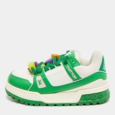 Louis Vuitton LV Trainer Maxi Size 41 GreenWhite Leather Lace Up
