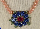 Heidi Daus Glorious Garden Peach Beaded Purple Crystal Pendant Necklace Extender