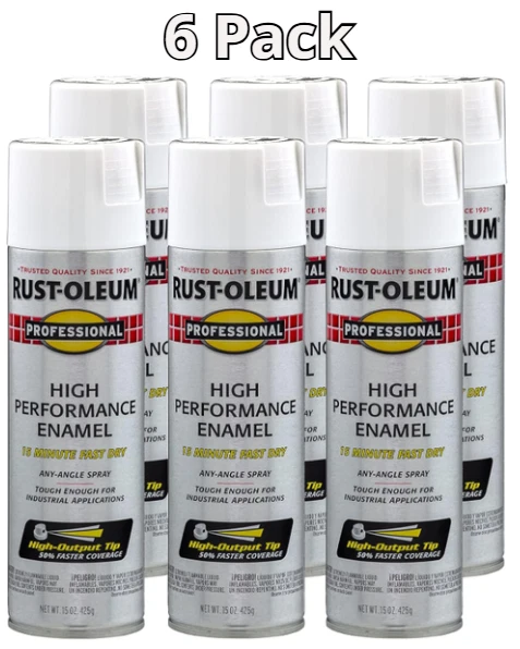 Paquete de 6 pinturas en aerosol planas de esmalte blanco - latas profesionales de 15 oz Foto 2 de 4