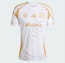 Adidas Tigre&rsquo;s UANL 2024/25 Third Gold White Soccer Jersey IV6100 Size XL