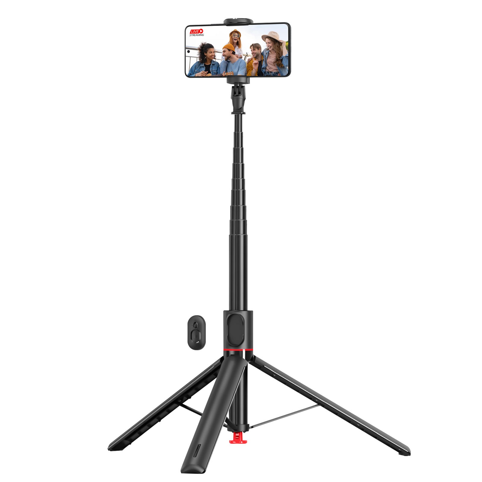 Perche selfie 170cm télescopique et trépied automatique pour grand smartphone