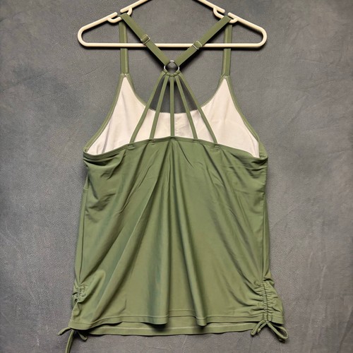 Padded Tankini Bathing Suit Swimsuit Strappy Army Green Padded Plus Size XXL - Picture 2 of 9