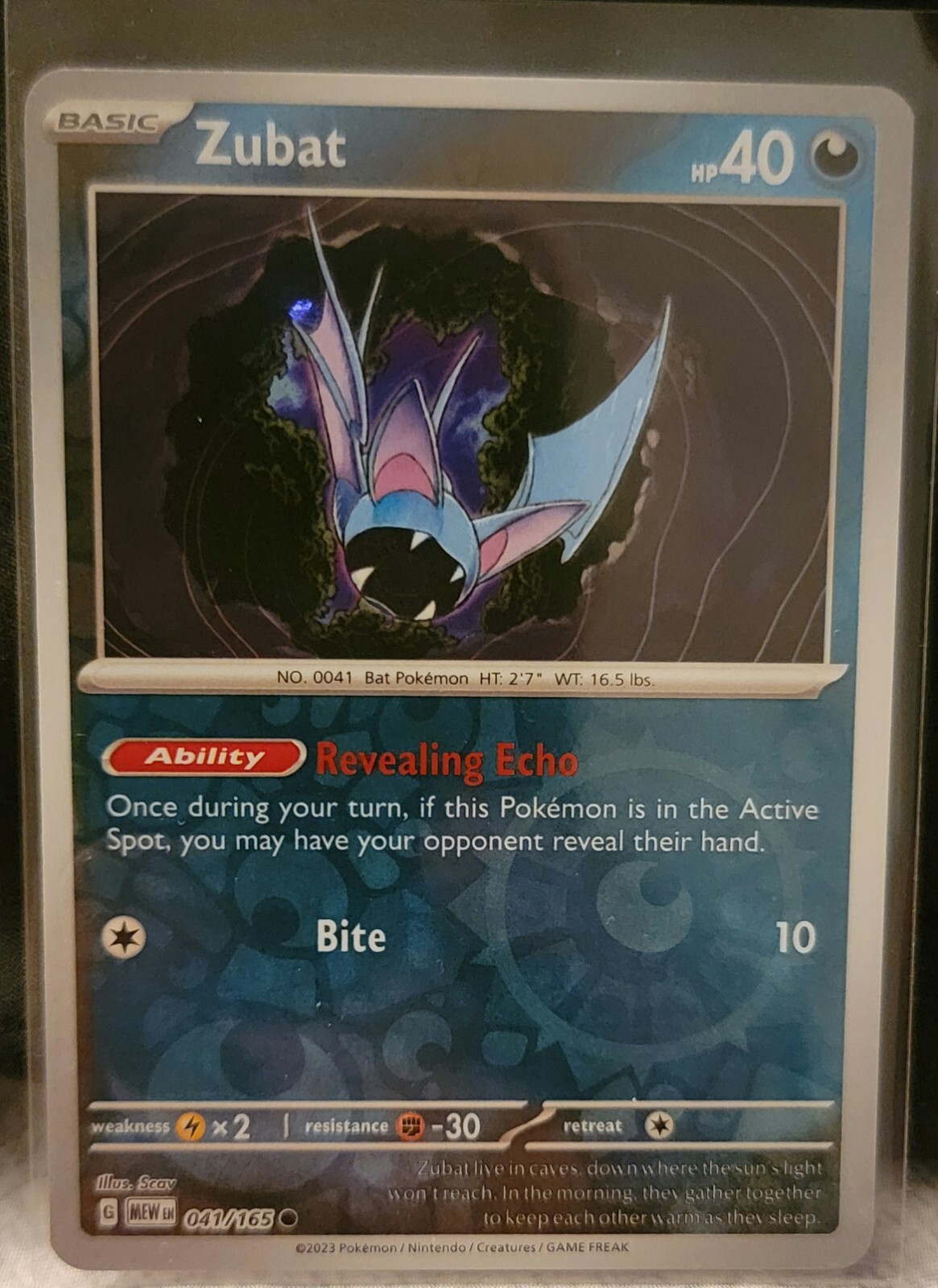 Pokemon TCG Card Zubat 041/165 Scarlet & Violet 151 Reverse Holo NM