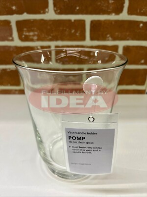 Brand New IKEA POMP Clear Vase/Candle Holder 18 Cm (7 