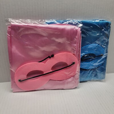 Kids Halloween Mask And Cape Outfit 4-10 Pink And Blue Brand New Sealed 