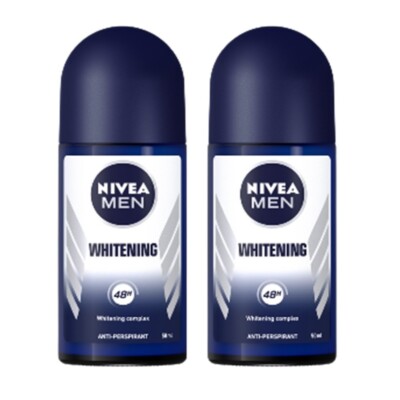 Roll On Deodorants MEN NIVEA Whitening Antiperspirant 48 HR Underarm Skin 50mlx2