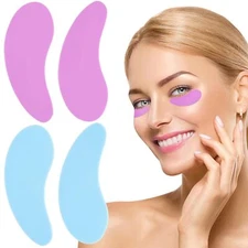 2 Pairs under Eye Patches Reusable, Blue Purple Silicone Eye Mask for Wrinkles D