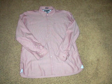 TOMMY HILFIGER red stripe cotton long sleeve button front shirt men's XL