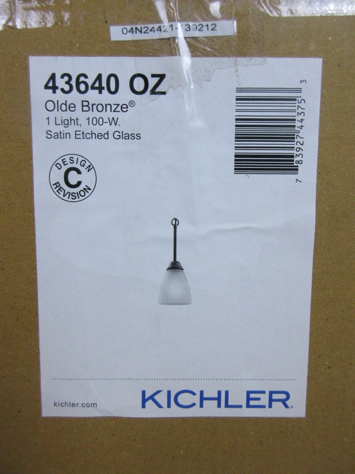 Kichler Jolie 1-Light Olde 青铜阴影厨房迷你吊坠悬挂灯 — 第 3/3 张图片