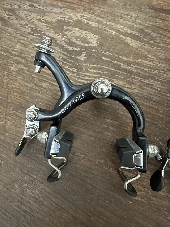 RARE vintage Shimano Dura-Ace First Gen Road Brake Caliper Set F/R Black 1977 - image 3 of 4