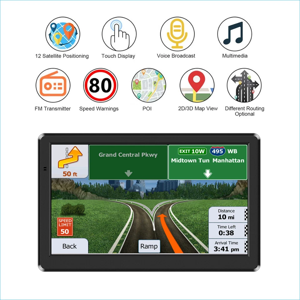 GPS Navigation For Car/Truck Touch Screen Maps w/ Spoken Direction 7" 8G+256M US - Image 3 of 4