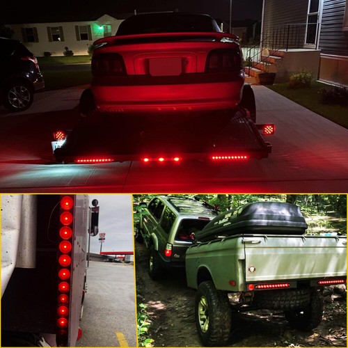 2x 15" Red 11 LED Sealed Truck Trailer Strip Brake Rear Stop Turn Tail Light Bar - Picture 3 of 13