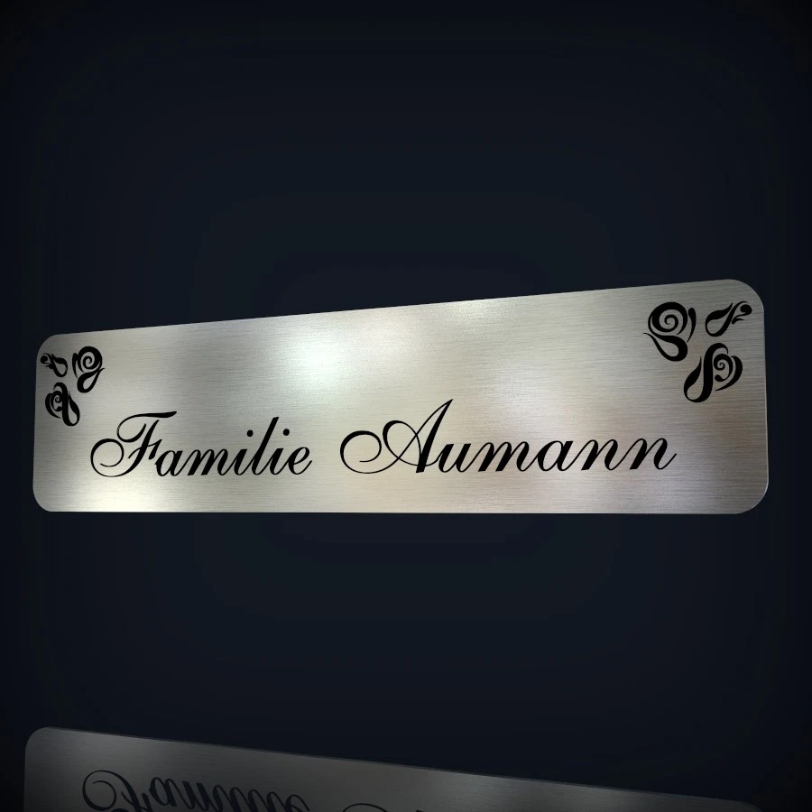 EDELSTAHL NAMENSSCHILD FÜR TÜR, KLINGEL ODER BRIEFKASTEN MIT LASERGRAVUR