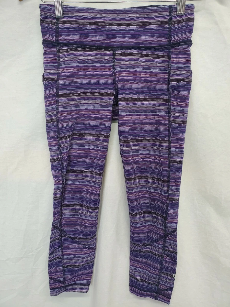 Lululemon Leggings Size 4 Purple Striped Wunder Under Pants Crop