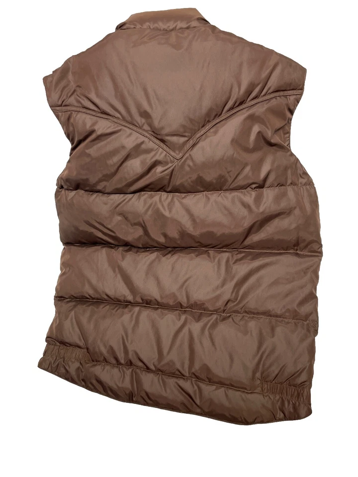 Chaleco aislante de plumón marrón vintage años 80 Rainier ropa deportiva para hombre pequeño acolchado Foto 2 de 4