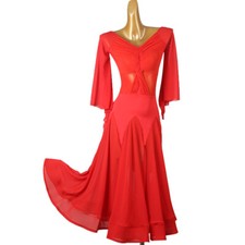 Latin Ballroom Dance Dress Modern Salsa Waltz Standard Long Dress F952 Red Black