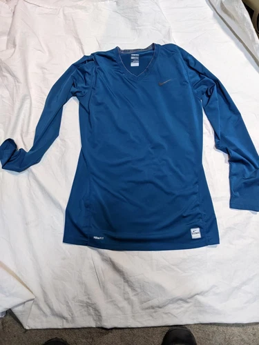 Nike Pro Fitted~V-Neck~Size Medium~Sea Blue~Long Sleeved Active wear.