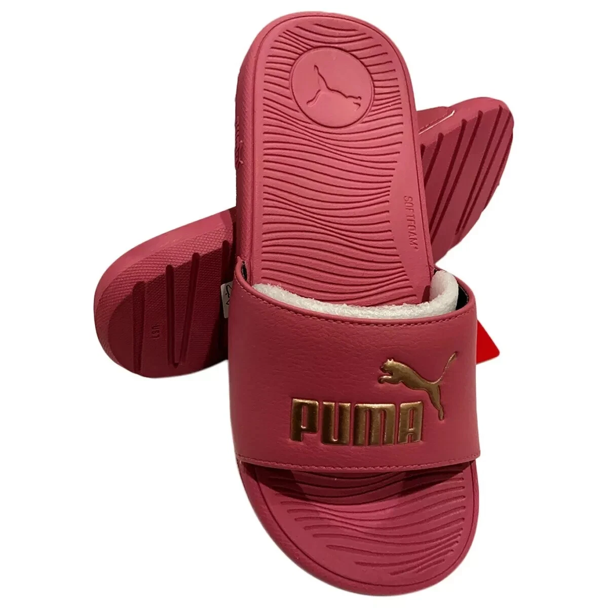 MSRP $48 99 NUOVI CON ETICHETTE PUMA COOL CAT 2.0 SANDALI SLIP ON DONNA ORO VINO ROSA