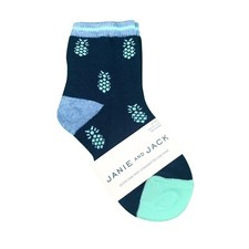 Janie and Jack Boys Girls Crew Socks Pineapple Novelty Navy Blue 2T-3