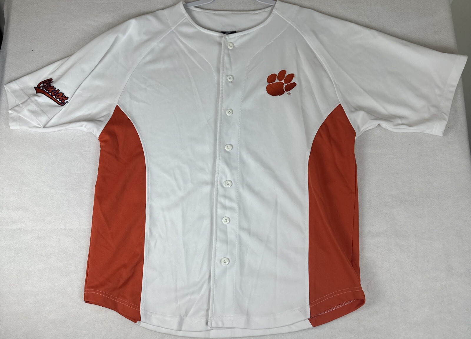 Vintage Starter Clemson Baseball Jersey White Orange Rare Script Size ...