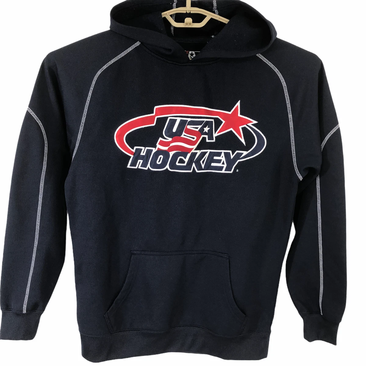 J America USA Hockey Sweatshirt Hoodie Flag Hoodie Blue Size Mens
