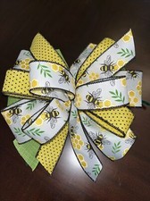 Honeybee Themed Spring Easter Summer All Occasions Handmade 10" Bow Brand New