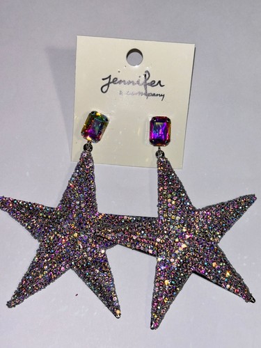 Jennifer Womens Fashion Rhinestone Mystic Top Shine Star Shape Dangle Earrings - Picture 16 of 28